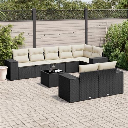 Non Communiqué Noir Salon De Jardin Modulable Vidaxl Rotin 9 Pieces X 83 X 69 8 Personnes
