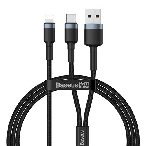 Câble BASEUS CATKLF-ELG1 2 en 1 USB/Type-C vers iP 18W 1.2m noir