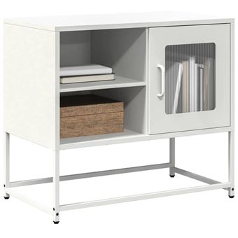 Meuble TV blanc 68x39x60,5 cm acier - 1