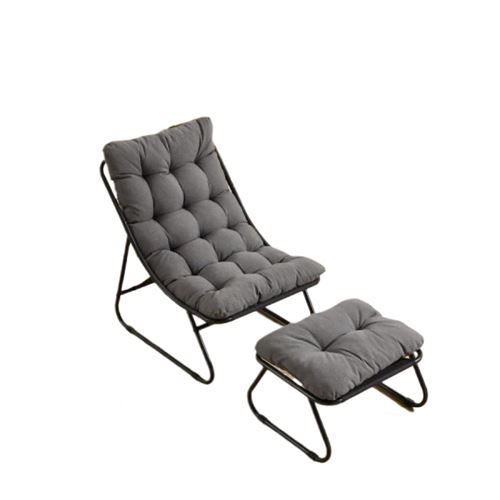 Fauteuil de plein air,OMOZUN,chaise longue,canapé-fauteuil,avec repose-pieds,pouvant servir de siège ou de chaise longue,aux lignes courbes et élégantes,structure métallique,gris