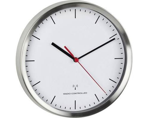 TFA Dostmann 60.3530.02 radiopiloté(e) Horloge murale 220 mm x 45 mm aluminium (brossé)