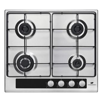 Continental Edison CECTG4VIX - Table de cuisson au gaz - 4 plaques de cuisson - largeur : 58 cm - profondeur : 51.5 cm - inox - 1