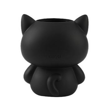 Pot à Crayons ARDA 4111NERO - Rond Plastique Noir 9x7x7 Cm