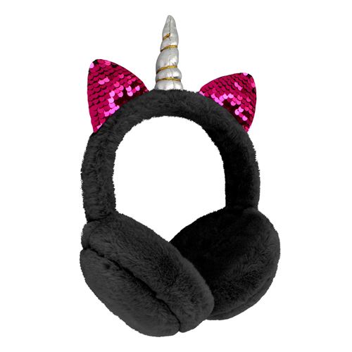 Casque audio Filaire Jack 3.5mm Licorne avec fourrure GJBY Noir