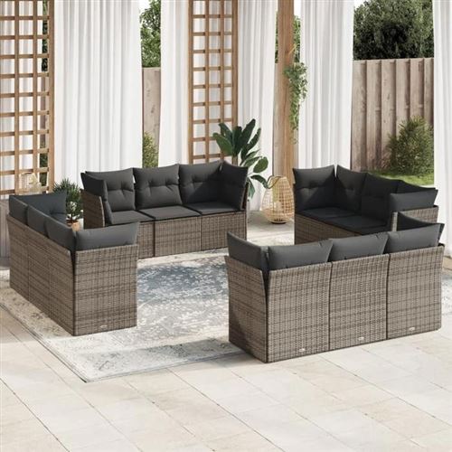 Non Communiqué Gris Salon De Jardin Modulable Vidaxl Resine Tressee 12 Pieces 12 Personnes