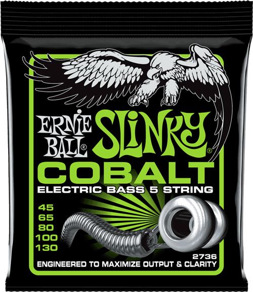 Ernie Ball 2736 - Jeu de 5 cordes basse Slinky Cobalt - 45-130
