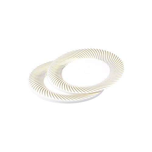 set 6 assiettes blanches avec contour or en ps - ø18cm