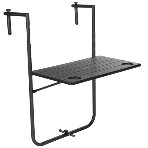 Table pliante rectangulaire pour balcon coloris noir 60x36 cm