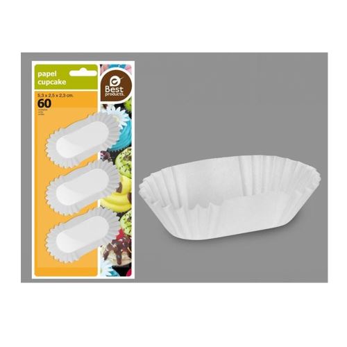 60 moules à madeleine allongé blanc 5.3x2.5x2.3cm