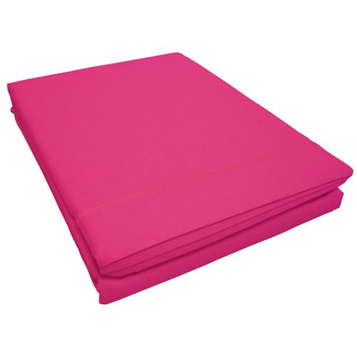 Drap plat 2 personnes 240 x 300 cm uni 57 fils lina + point bourdon Bois de rose