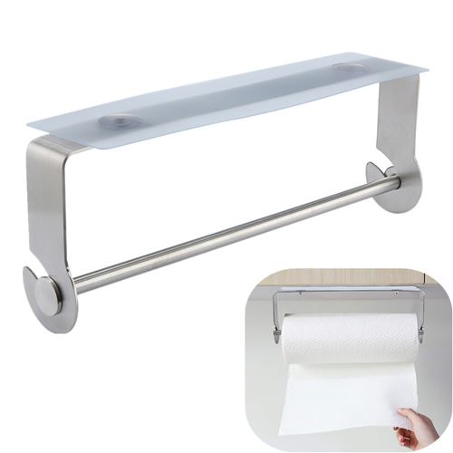 Porte-serviette en papier adhésif pour salle de bain de cuisine brossé