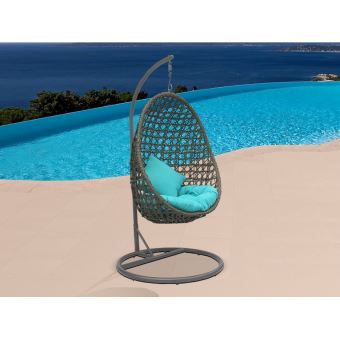 Fauteuil Suspendu Yokohama En Resine Tressee Taupe Et Coussin