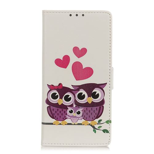 Etui en PU impression de modèle flip famille chouette douce pour votre Sony Xperia L4