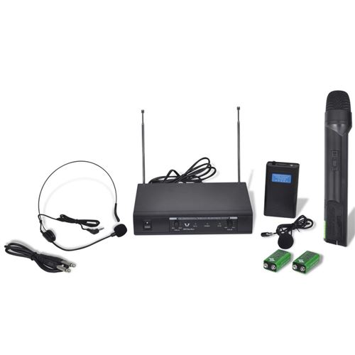 Récepteur avec 1 microphone sans fil et 1 casque sans fil VHF