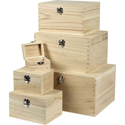 Creotime ensemble de boîtes en bois avec fermeture unisexe 6 pièces