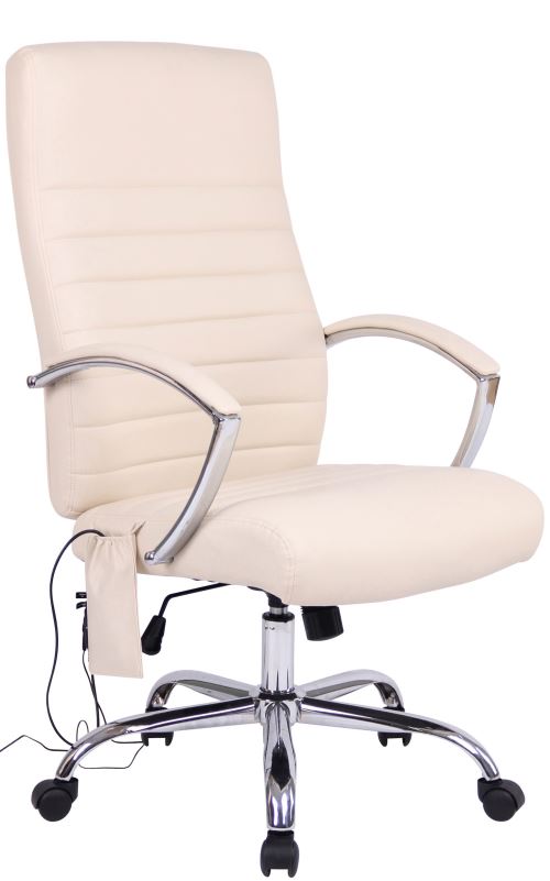 Chaise de Bureau Valais en Similicuir avec Fonction de Massage - Couleur Crème