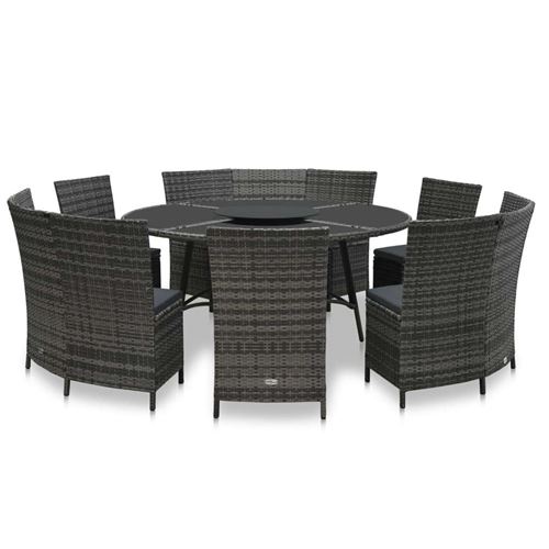 VIDAXL  salon de jardin 7 pcs avec coussins r&eacute;sine tress&eacute;e gris 48144