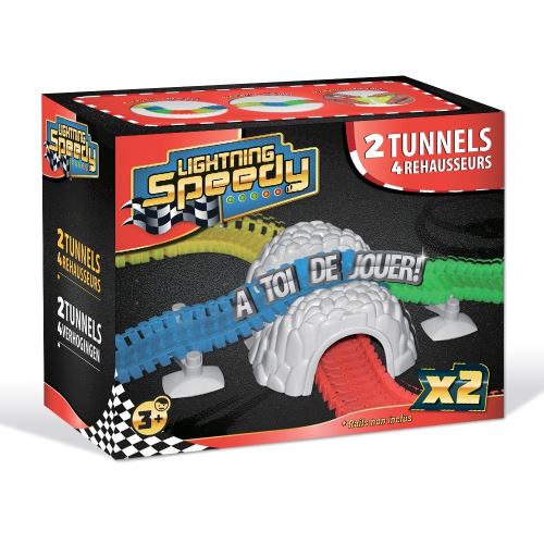 LIGHTNING SPEEDY 2 tunnels et 4 rehausseurs, accessoires pour un circuit amusant et plus fun