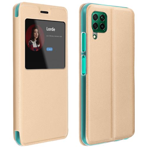 Etuis pour Huawei P40 Lite avec Fenêtre d'affichage Fonction Support Vidéo Or