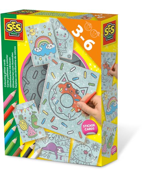 SES CREATIVE Cartes pailletées a colorier