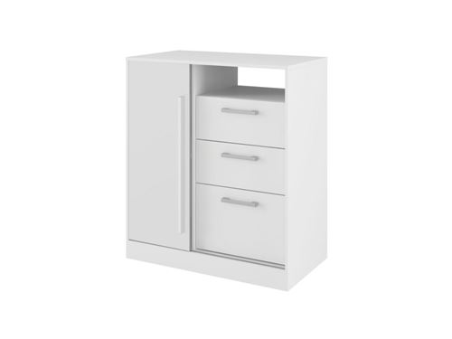 Commode DEVY - 1 niche, 1 porte et 3 tiroirs - Blanc