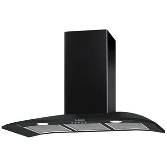 De Dietrich Fascination DHR7941B - Hotte - hotte décorative - largeur : 90 cm - profondeur : 50 cm - extraction et recirculation (avec kit de recirculation supplémentaire) - noir
