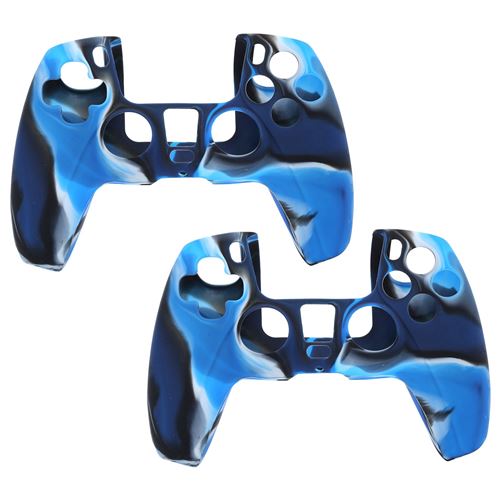 Lot de 2 Housse de protection en silicone de manette de Jeu pour PS5 Camouflage Bleu