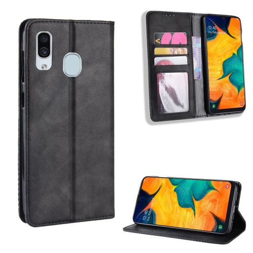Etui en PU style vintage auto-absorbé noir pour votre Samsung Galaxy A30