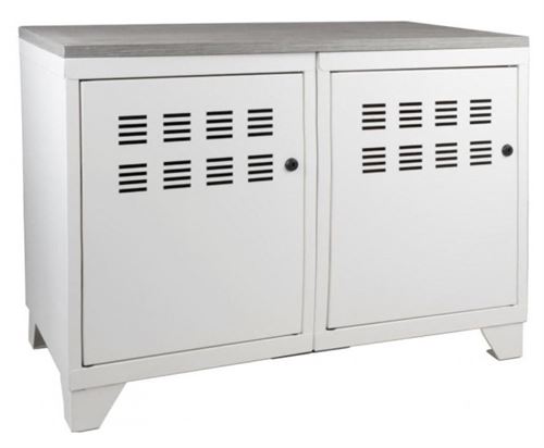 Pierre Henry - Meuble rangement métallique 2 portes Blanc