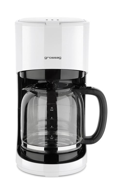 Grossag KA 70.10 Cafetière avec verseuse en verre/10 tasses, blanc, 900 W, 1.4 L