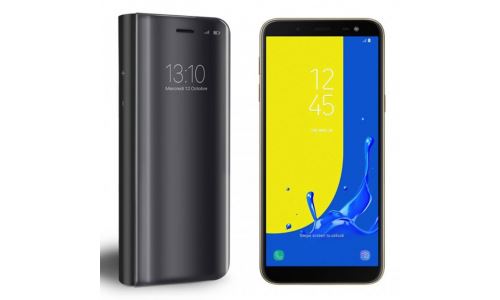 Etui View compatible Galaxy J6 avec rabat translucide noir