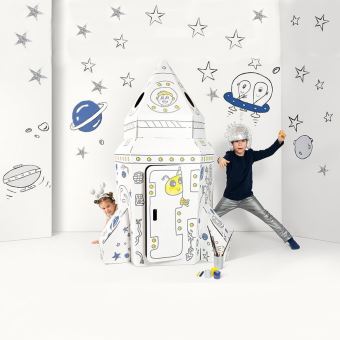 Jeux De Maison A Construire Et A Decorer Grande Fusee En Carton A Construire Peindre Decorer Colorier Maison Autres Jeux Creatifs Achat Prix Fnac