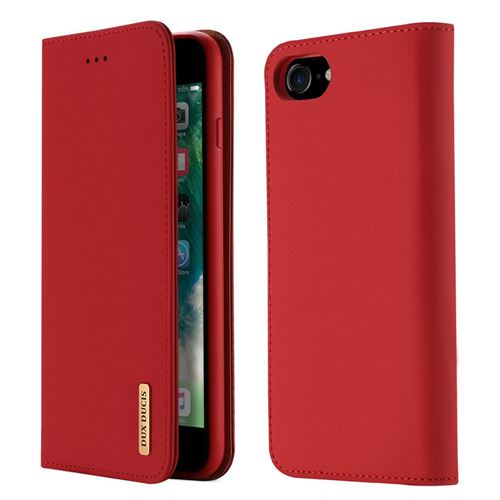 Etui en cuir véritable rouge pour votre Apple iPhone 8/7 4.7 inch