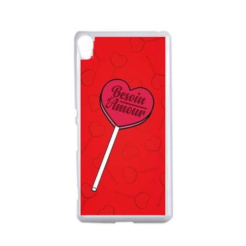Coque Besoin Damour Fond Rouge Compatible Sony Xperia X Transparent