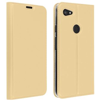 Housse Google Pixel 3A XL Folio Rangement Carte Fonction Support Or - 1