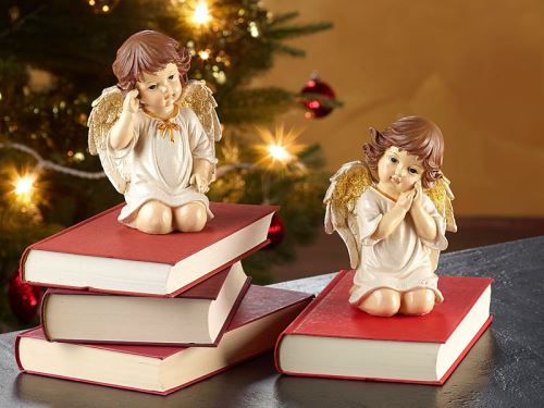 2 anges de Noël décoratifs - 15 cm