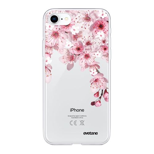 Coque pour iPhone 7/8/ iPhone SE 2020 souple transparente Cerisier Motif Ecriture Tendance [®]