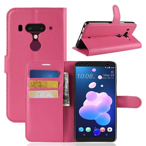 Etui en PU litchi rose pour votre HTC U12+