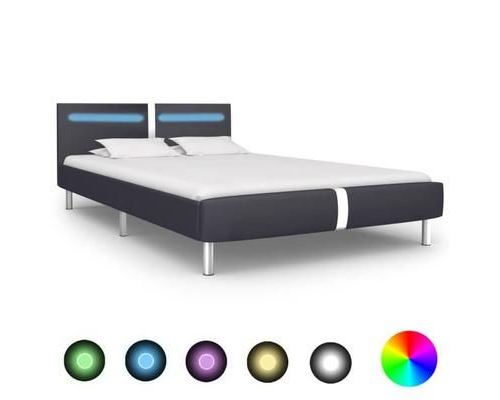 Cadre de lit avec LED Noir Similicuir 120 x 200 cm