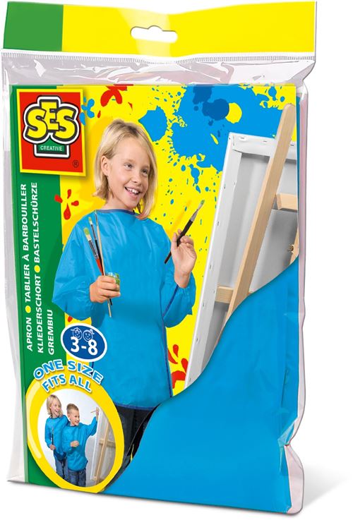 Tablier de peinture pour enfant - Bleu et vert - Taille 110 à 135