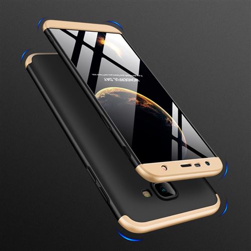 Coque en TPU 3 pièces détachables en or mat rigide/noir pour votre Samsung Galaxy J4 Plus/J4 Prime