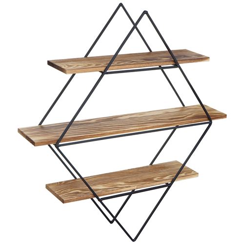 Mendler Etagère Murale Hwc-A80, Design Industriel, Bois Véritable, 60X66x12cm - Image 3