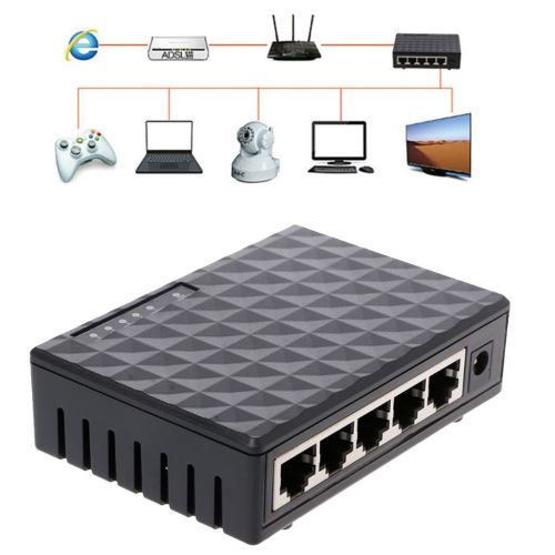 2019 Nouveau Rj45 Mini 5 Ports Réseau Ethernet Rapide Noir Hub Switch pour Pc de Bureau Ue aloha3875