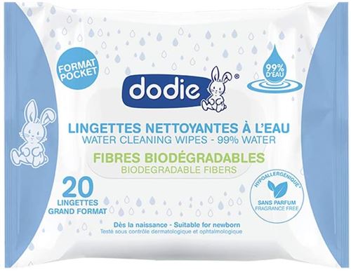Dodie lingettes nettoyantes à l'eau pocket x 20