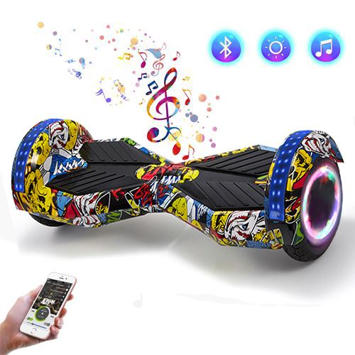 Hoverboard Gyropode Bluetooth 8 Pouces Balance Scooter Électrique Pas Cher Led avec Haute de Gamme 700W pour enfants et adultes-Noir