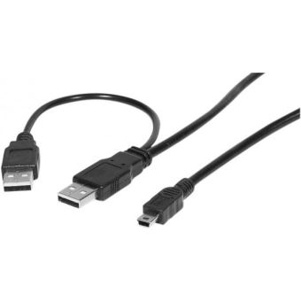 INECK® Cable double USB alimentation mini usb pour boitier disque