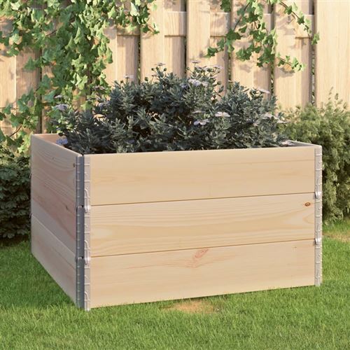 Vidaxl 3X Bois De Pin Solide Jardinières Surélevées Lit De Plantation Fleurs Légumes Plantes Jardin Véranda Patio Balcon Extérieur 100X100 Cm - Image 1