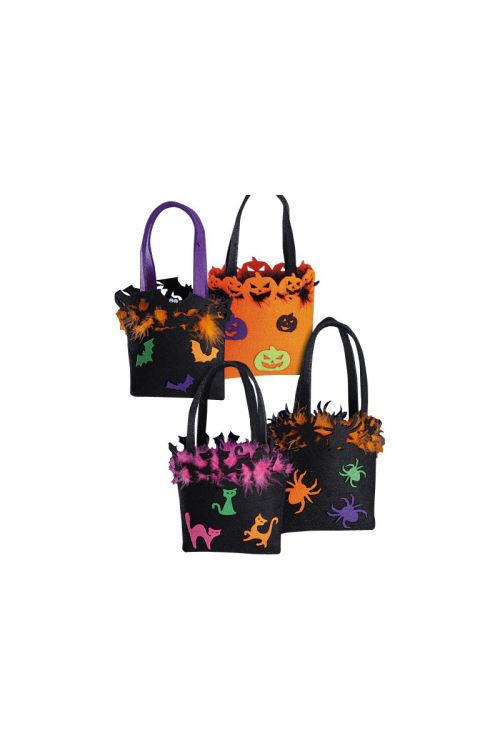 Sac halloween decore et plumes - assortis
