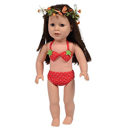 The New York Doll Collection Cute Polka Dot Strawberry Swim Bikini Set 18 Inch Dolls