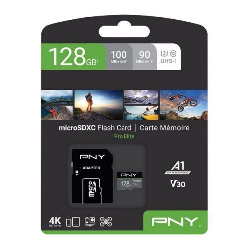 PNY PRO Elite - Carte mémoire flash (adaptateur microSDXC vers SD inclus(e)) - 256 Go - A1 / Video Class V30 / UHS-I U3 / Class10 - microSDXC UHS-I